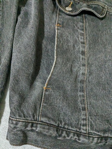VTG Code Bleu Trucker Jacket Men L Gray Denim Dark Wash Faded Relaxed Biker READ - Picture 4 of 11