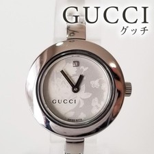 GUCCI 105 Series Ladies Bangle Watch Floral Dial 1P Diamond Quartz 25.5mm Japan!