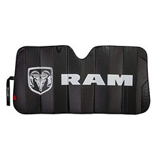 003860R01 RAM Logo Black Matte Finish Front Windshield Accordion Sunshade