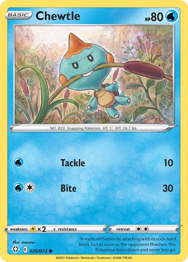 Chewtle 026/072 Pokemon Shining Fates NM EN sowsow