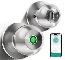 Keyless Entry Door Knob, Smart Fingerprint Door Lock with App Control Backu...