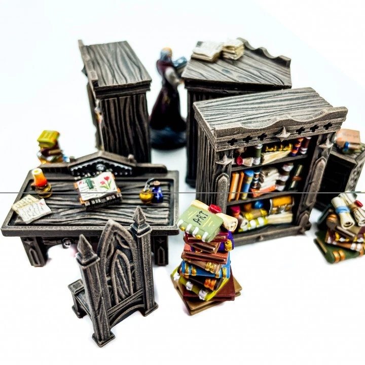 28mm Librarian Reading Room Dungeons & Dragons DnD D&D Village Library Scatter - Image 3 of 4