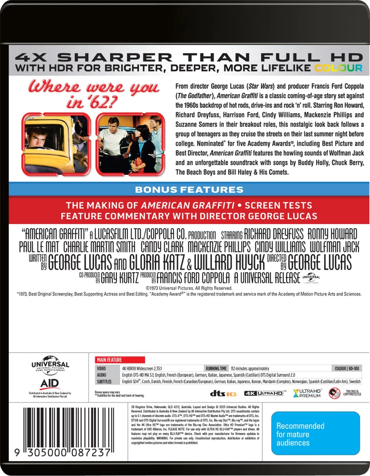 BRAND NEW American Graffiti (4K UHD Blu-Ray, 1973) Movie Ron Howard - image 2 of 2