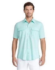  65 IZOD Men  s Saltwater Beach Performance Printed Shirt - Ice Green- Small -NWT