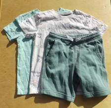 Size 5 Boys Short Knit Set, Cat Jack, Aqua Green White Pull On