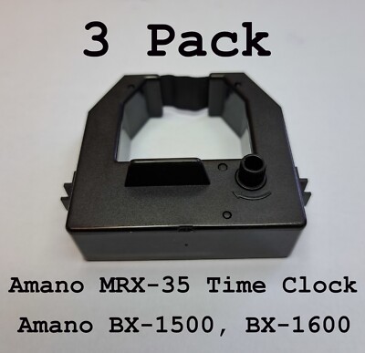 Amano MRX-35, BX-1500, BX-1600 Replacement Ribbon - Black - 3 Pack