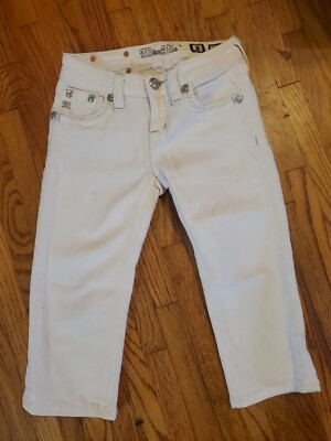 Capris Denim Miss Me White Capris Miss Me Cuffed Stretch Capri