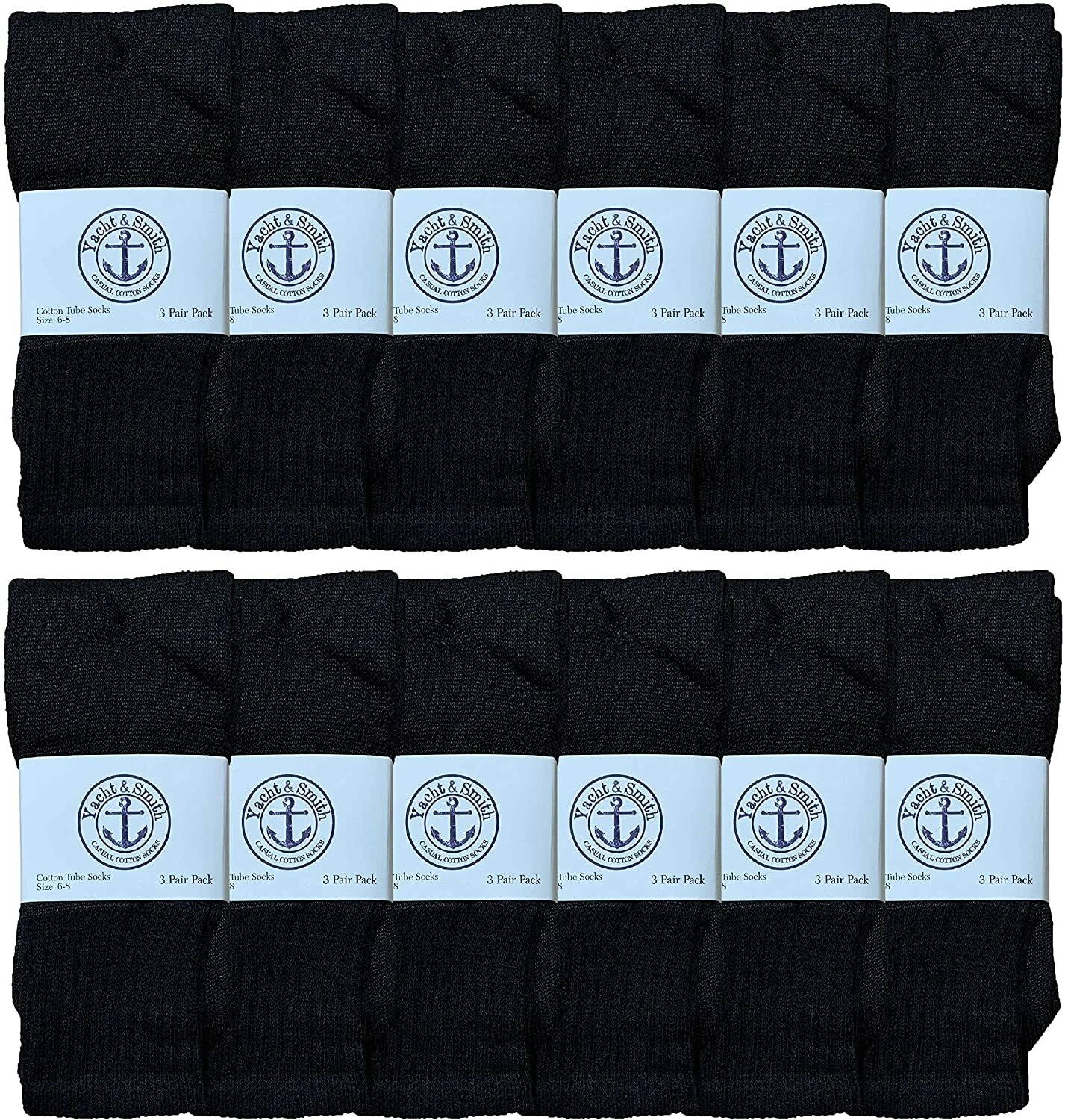 12 PK of Yacht & Smith Kids Solid Tube Socks Size 6-8 Black - Boys Crew Sock
Opens in a new window o