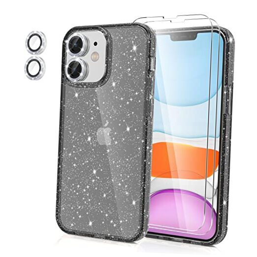 Design for Case Glitter, with [2 Pack] Screen Protector & [2 iPhone 11 Black