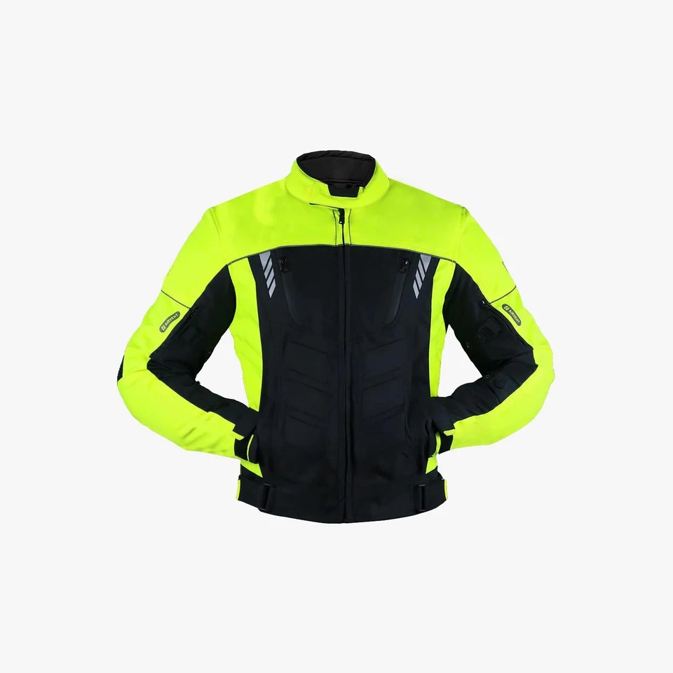 MOTORAD TEXTILE JACKE MOTORRAD TOUREN JACKE NEON GRÜN/SCHWARZE Neu Gr S-5XL - Bild 2 von 4