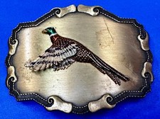 Flying Duck Geese 3D Bird Hunting Western Framed Hunter Belt Buckle by Rain-Tree