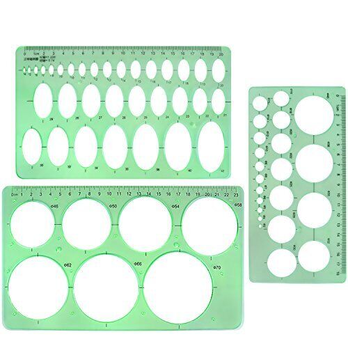 BronaGrand 3pcs Circle Stencils Oval Stationery Template Plastic Measuring...  - Picture 1 of 6