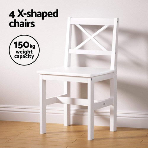 Artiss Dining Chairs and Table Dining Set 4 Cafe Chairs Set Of 5 4 Seater White - Picture 5 of 7