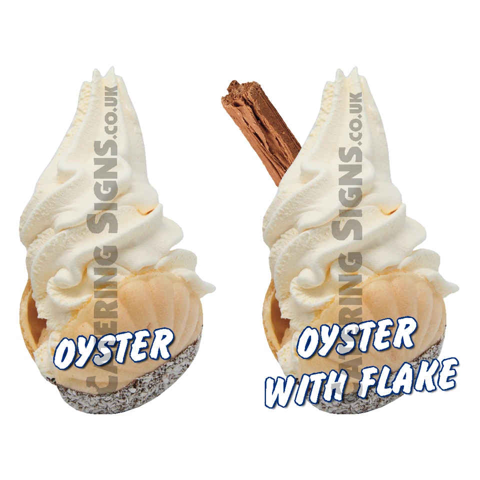 Oyster Whippy Ice Cream Sticker Set - 15cm Plain & Flake Catering Van Trailer