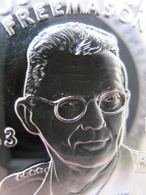 7/8-OZ GEN. J. W. STILWELL FREEMASON BROTHERHOOD MASONIC COIN SILVER.925+GOLD