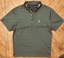 William Murray Polo Shirt Men's Sz XL Short Sleeve Golf Graphic Beersucker Green