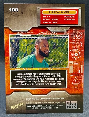 2021 Skybox Metal Universe Champions LeBron James Base Card #100 