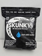 Skunky No Rinse Bathing Sponges Cleans 25 Ct 60 Second Shower