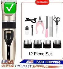 Pet Dog Cat Grooming Kit Rechargeable Cordless Electric Hair Clipper Trimmer Set