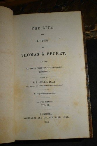 1846 *COMPLETE* The Life & Letters of Thomas A Becket Gathered from Contemporary - Picture 8 of 12