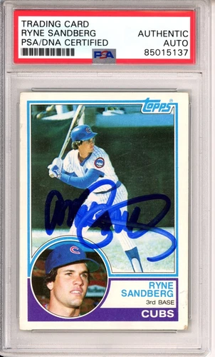 1983 83 TOPPS RYNE SANDBERG SIGNED HOF RC ROOKIE CARD PSA DNA COA AUTOGRAPHED