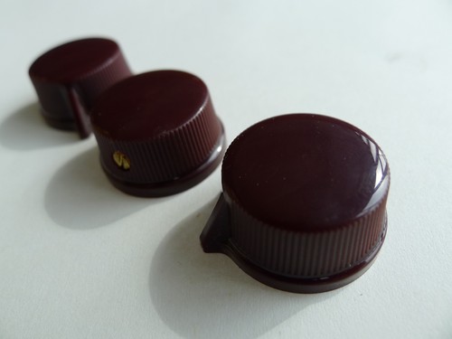 3 pcs Brown Vintage Pointer Control Knob 1/4" Shaft Set Screws Dia:25mm/32mm - Picture 6 of 7