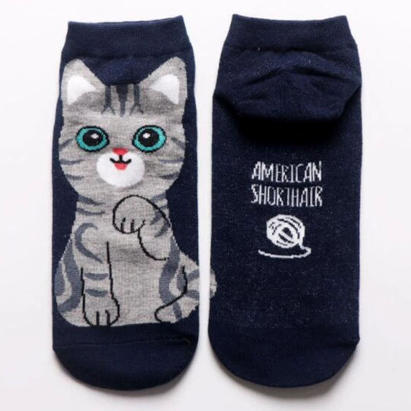 5 Pairs/ Set Women's Cartoon Cute Cat Ankle Socks Breathable Perfect forEveryday - Image 4 of 4