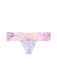 Victoria's Secret PINK Allover Floral Lace Thong Panty Pastel Tie Dye