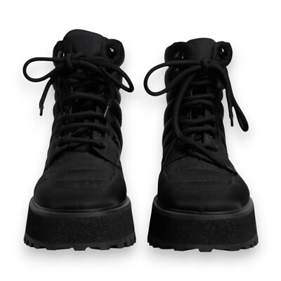 DOLCE & GABBANA Shoes Black Padded Mid Calf Lace Up Boots 