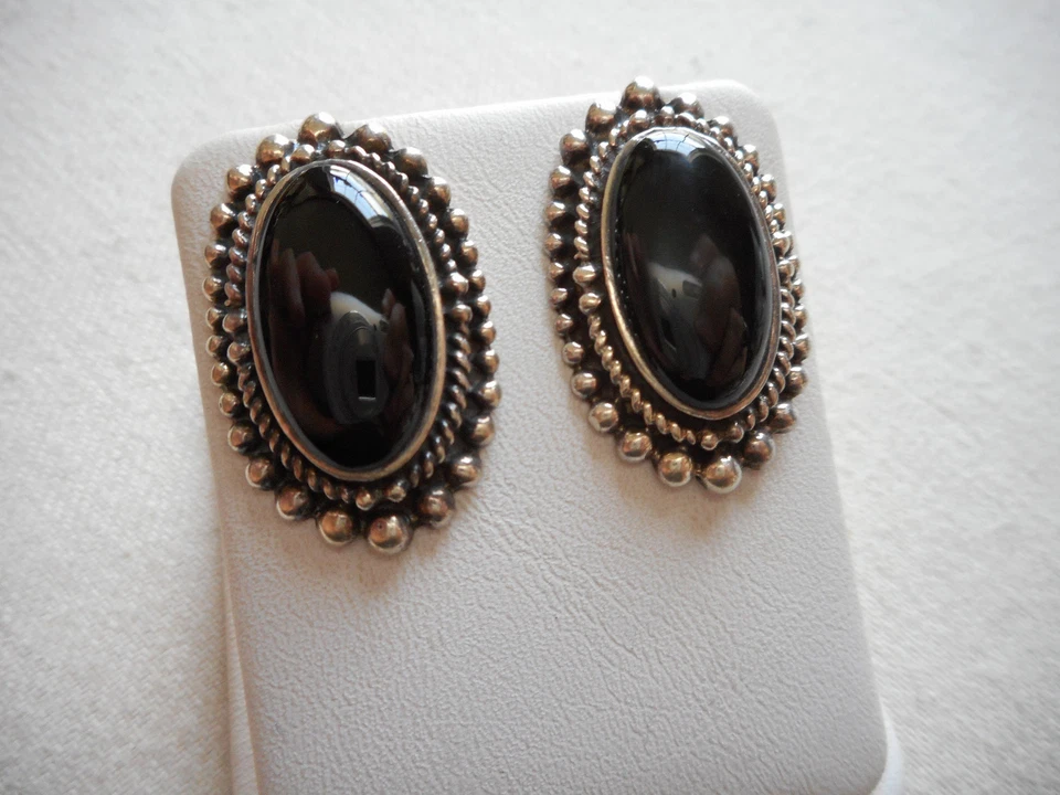 Серьги из стерлингового серебра 925 пробы с черным ониксом окисленные RE2858 - Изображение 2 из 4