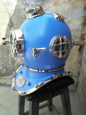 New Antique Blue Full Size Divers Diving Helmet Scuba Us