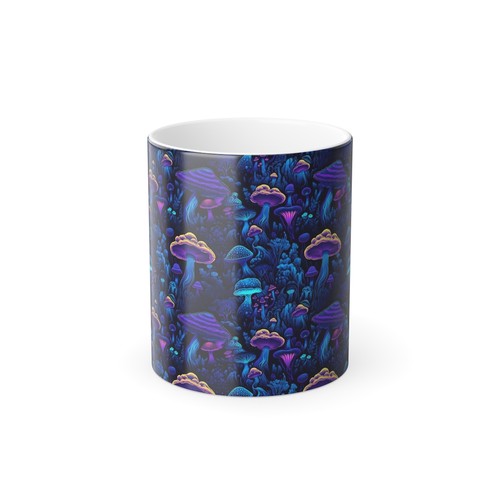 Blacklight Mushrooms Color Changing Mug, 11Oz Magic Ceramic Coffee Cup