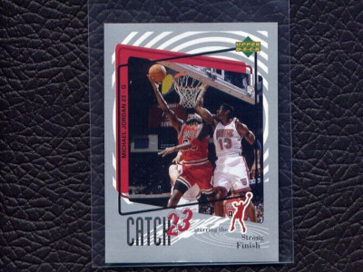 Michael Jordan サイン入り写真 23 1997-98 NBA Upper Deck Stickers Michael Jordan Catch 23 #MJ 166