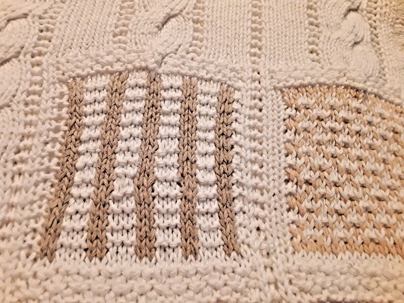 Daymys Quilt Patchwork Pullover Sweater Beige Ear… - image 2