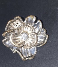 Flower Rhinestone Silver Tone One Size Adjustable Stretch Ring Costume Jewelry