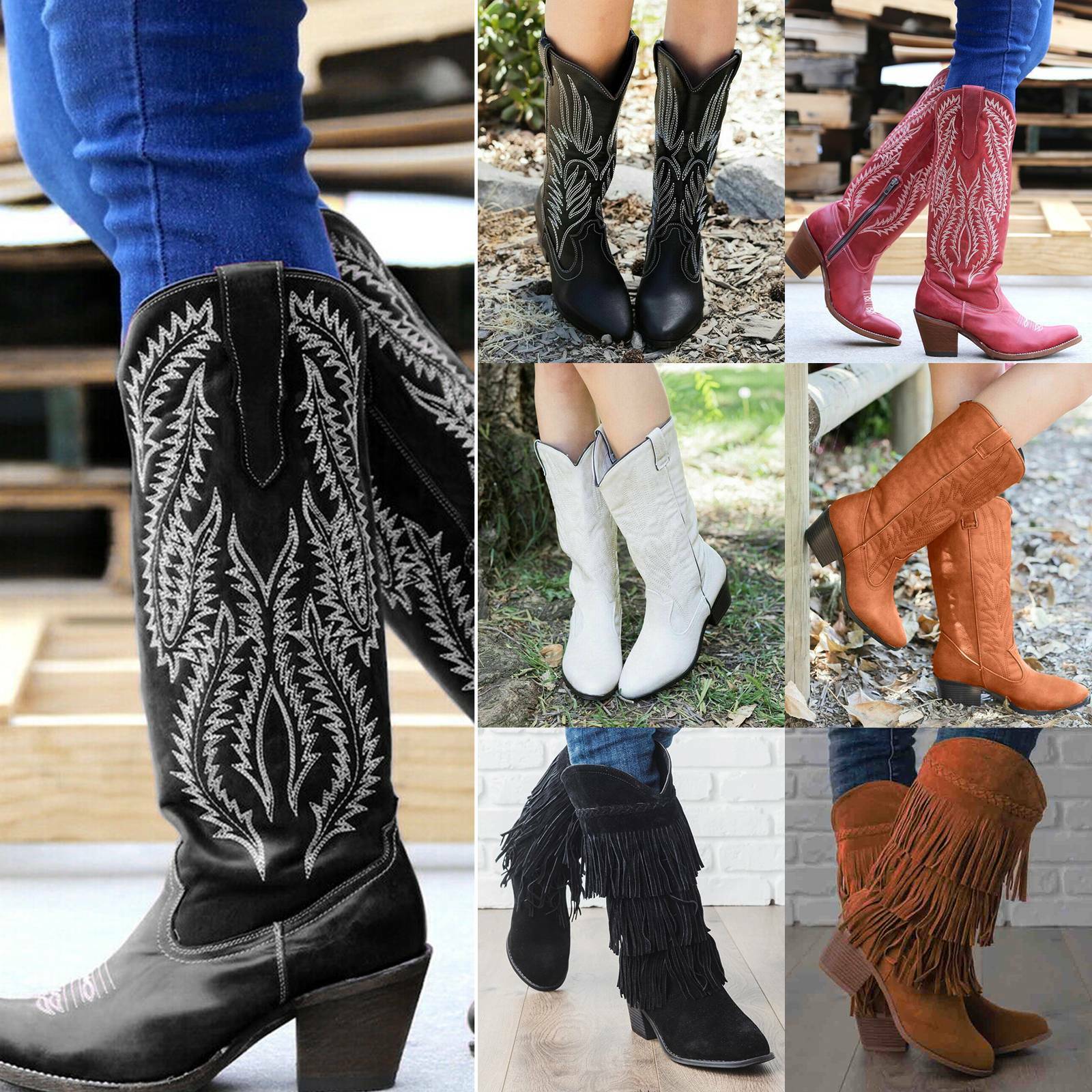 Womens Ladies Cowgirl Cowboy Boots 