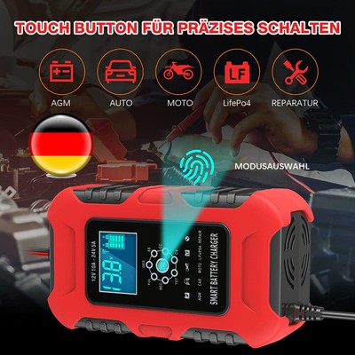 Fast 12V 24V Auto Smart Lead-acid AGM GEL Battery Charger For Car Motorcycle