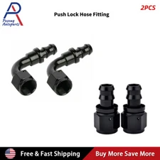 2pcs 0°  90° Degree Push Lock Hose End Fitting Adaptor 4AN 6AN 8AN 10AN 12AN