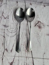 FARBERWARE BAYPORT GLOSSY STAINLESS FLATWARE CENTER RIDGE CHINA Set 2 Soup Spoon