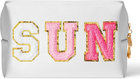 Preppy Patch Sun Cosmetic Bag Summer Sunscreen PU Leather Toiletry Makeup Bag Po