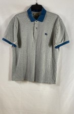 Burberry Men's Short Sleeve Gray Blue Contrast Trim Logo Polo Sz XXL