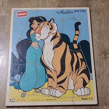 Vintage 90s Playskool Aladdin Wooden Tray Puzzle Ages 2-5 Made In USA