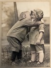 Antique Large Cute Boy & Girl Kissing Photo
