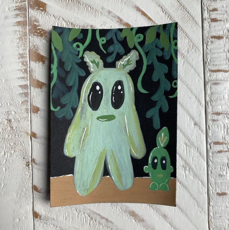 ACEO ORIGINAL Wood Creature cryptids Painting 2026 DOODLEALLADAY SIGNED OOAK