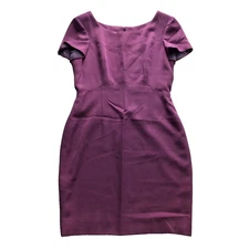 Tomasz Starzewski Dress Purple 10 12 Tailored Sheath Lined Cocktail Races Party