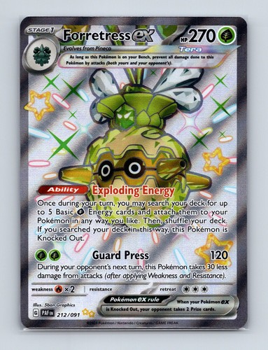 2024 Pokemon Forretress ex SV: Paldean Fates 212/091 Holo Shiny Ultra Rare NM