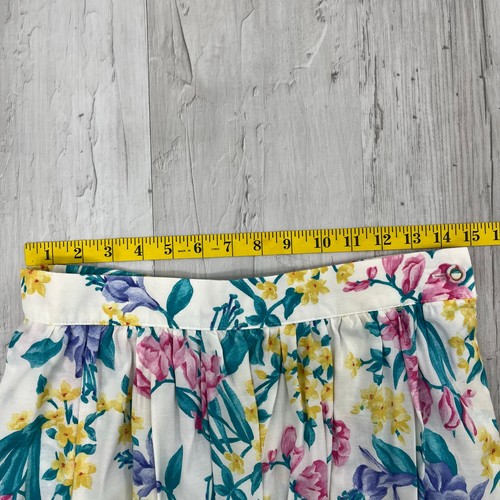 Lucia Petites Floral Bright Colorful Pleated Flowy Cottage Fairy Vintage Skirt - Picture 7 of 8