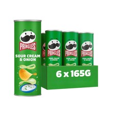 DELIVERY TOMORROW Pringles Sour Cream & Onion Sharing Crisps 6 x 165g BB 3/8/27