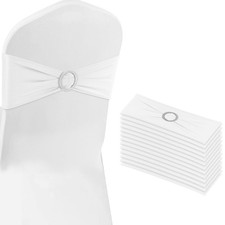 White Chair Sashes Spandex Stretch Band Buckles Wedding Party Decor 50 PCS