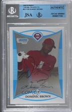 JSA Certified 2008 Bowman Chrome Prospects Domonic Brown Encased by BGS Auto 0lm